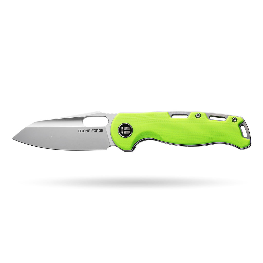 BOONEFORGE Warmark Premium EDC Manual thumb knife ( 3.33'' Bead Blasted 14C28N Blade & Fluorescent green G10 Handle) - BF009