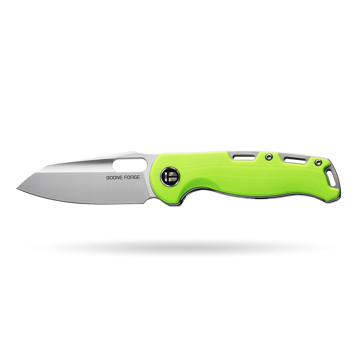BOONEFORGE Warmark Premium EDC Manual thumb knife ( 3.33'' Bead Blasted 14C28N Blade & Fluorescent green G10 Handle) - BF009