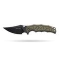 BOONEFORGE Ironstrider Premium EDC Fliper & Thumb Stud knife(3.81'' Black Titanium Plated 14C28N Blade & Army green G10 Handle ) - BF013A