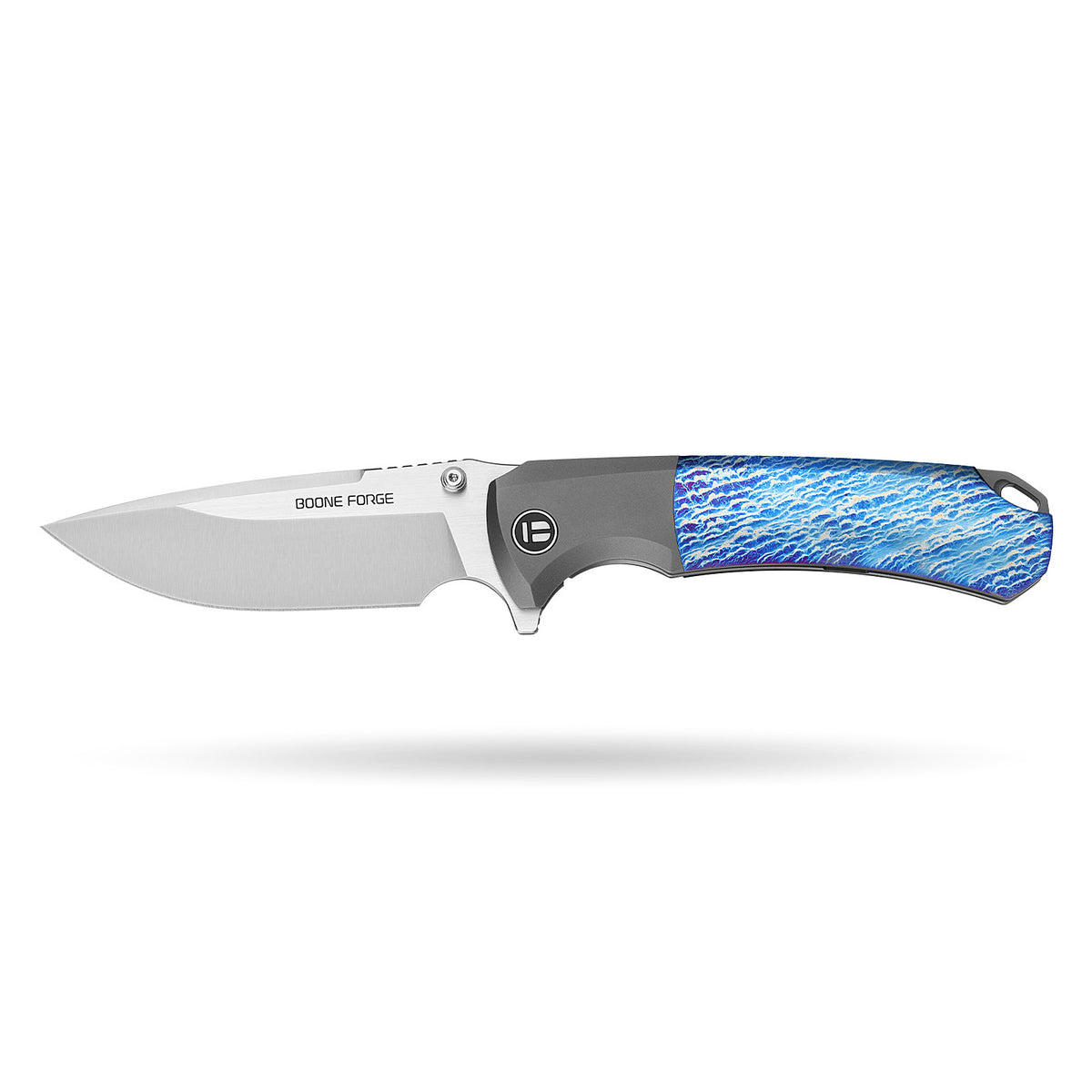 [PRE‑ORDER]BOONEFORGE Valkyrie Premium EDC Fliper & Thumb Stud knife ( 3.77'' Satin M390 Blade & Grey TC4 Titanium Handle ) - BF054