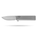 BOONEFORGE Stalker Premium EDC Button lock & Flipper knife  ( 3.2" Bead Blasted BÖHLER M390  Blade & Grey TC4 Titanium Handle) - BF003