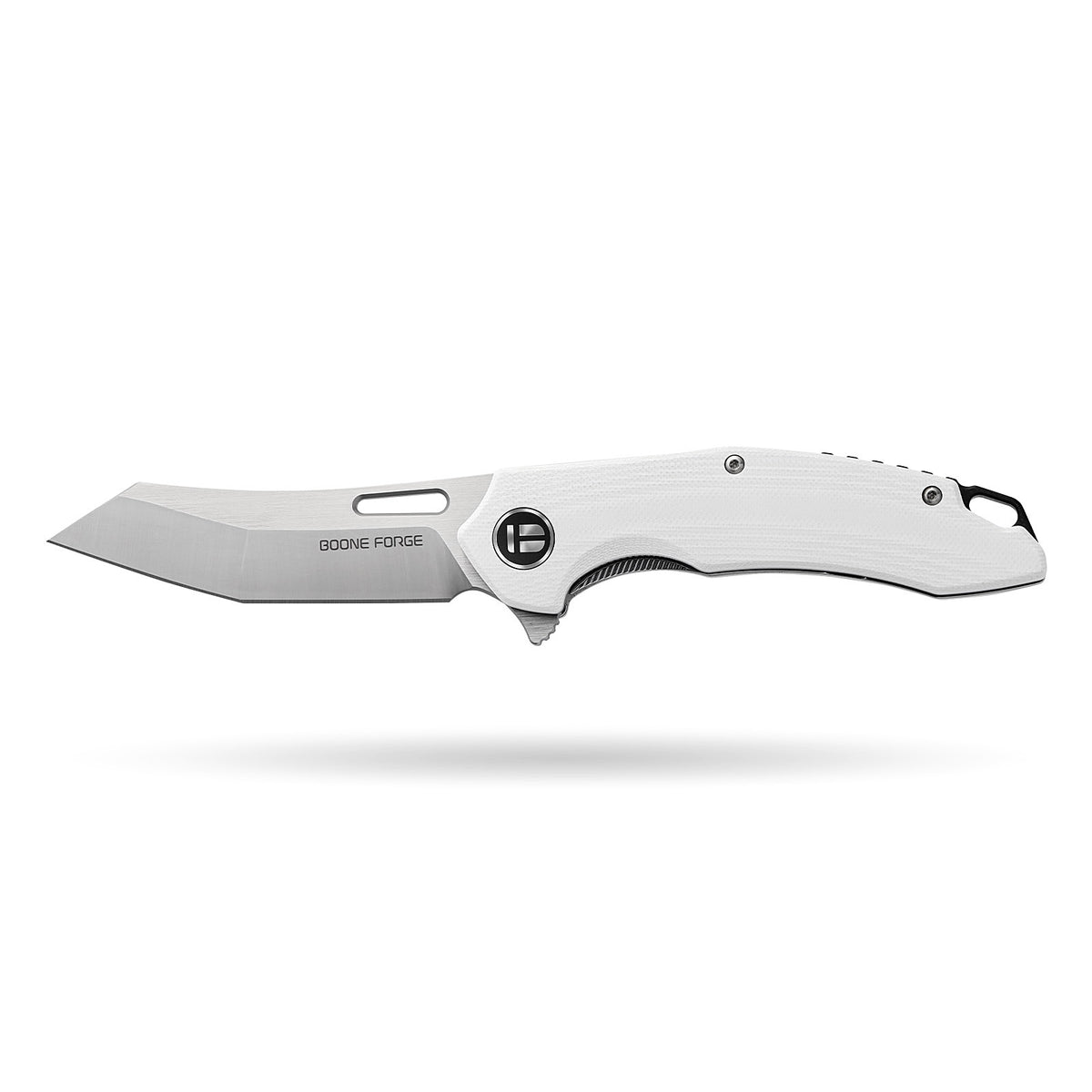 BOONEFORGE Sentinel Premium EDC Flipper & Thumb hole knife ( 3.34'' Satin 14C28N Blade & White G10 Handle ) - BF904