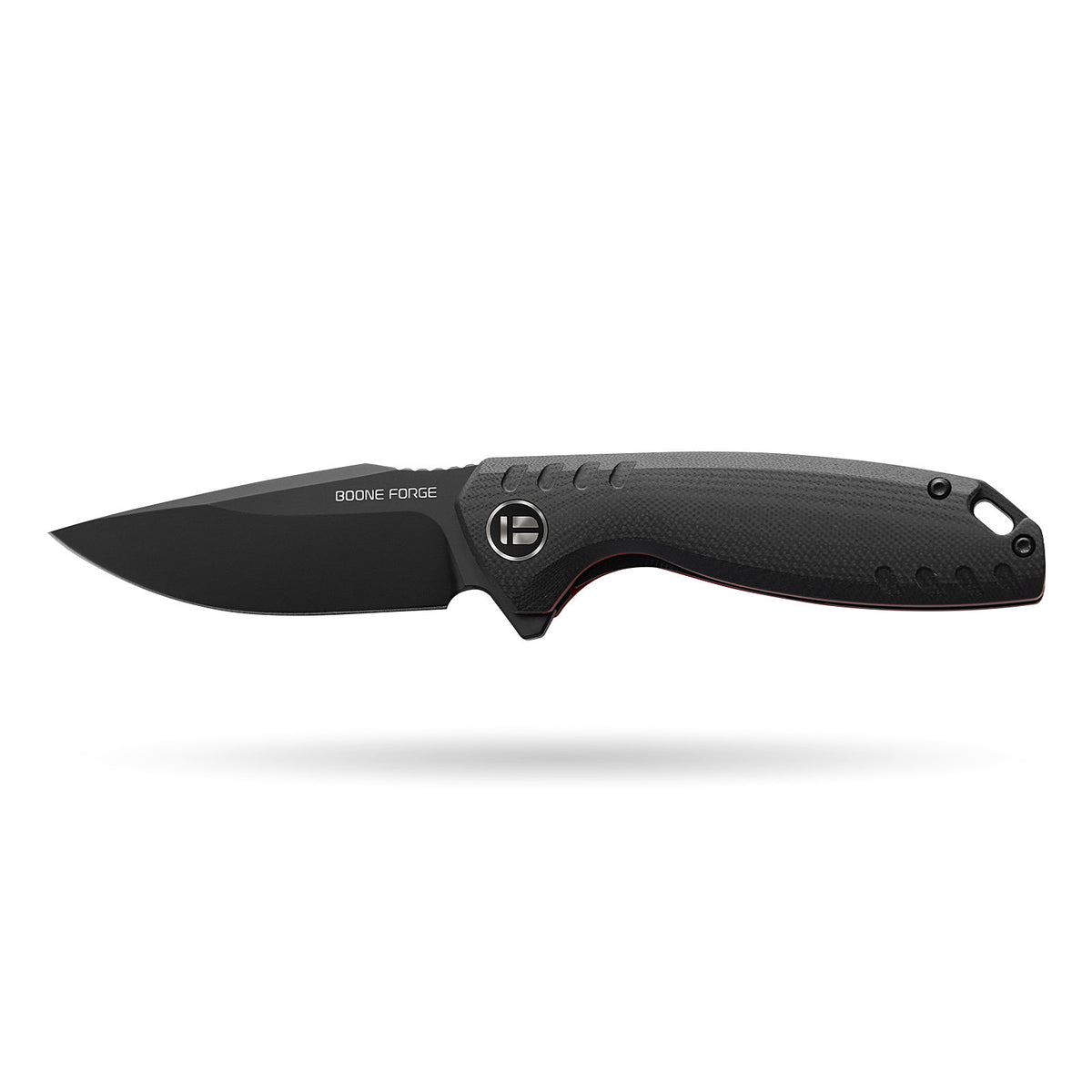 BOONEFORGE Nightvein Premium EDC Flipper knife (3.39'' Black Titanium Plated 14C28N Blade & Black G10 Handle) - BF011