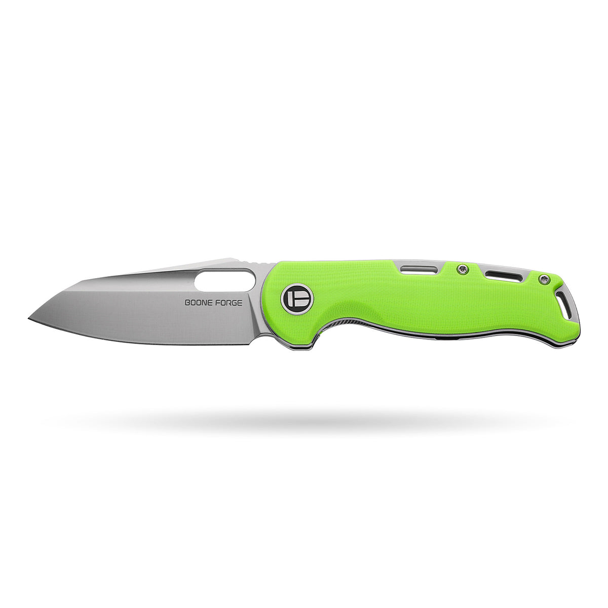 BOONEFORGE Warmark Premium EDC Manual thumb knife ( 3.33'' Satin 14C28N Blade & Fluorescent green G10 Handle) - BF009