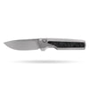 [PRE‑ORDER]BOONEFORGE Mountainfang Premium EDC Button lock & Thumb stud knife  ( 3.31" Bead Blasted BÖHLER M390 Blade & Grey TC4 Titanium/Carbon Fiber Handle) - BF004