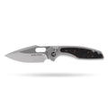 [PRE‑ORDER]BOONEFORGE Huntscar Premium EDC Button lock & Thumb hole knife ( 3.38'' Bead Blasted M390  Blade & Grey TC4 Titanium/Carbon Fiber Handle) - BF008