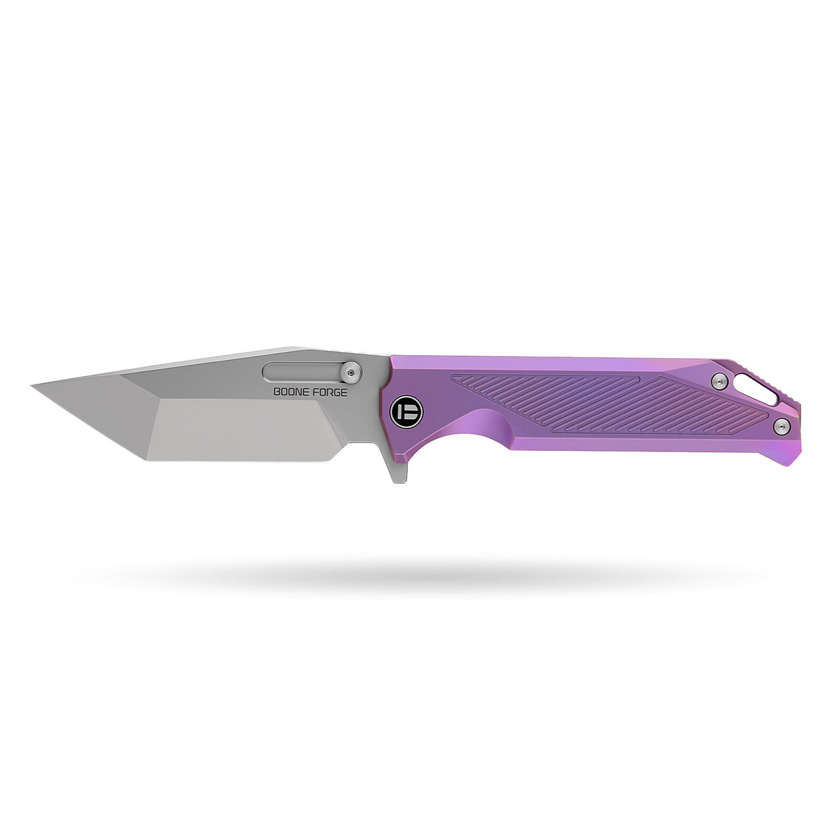[PRE‑ORDER]BOONEFORGE Razorclaw Premium EDC Fliper & Thumb Stud knife(4.14'' Bead Blasted M390 Blade & Purple TC4 Titanium ) - BF014