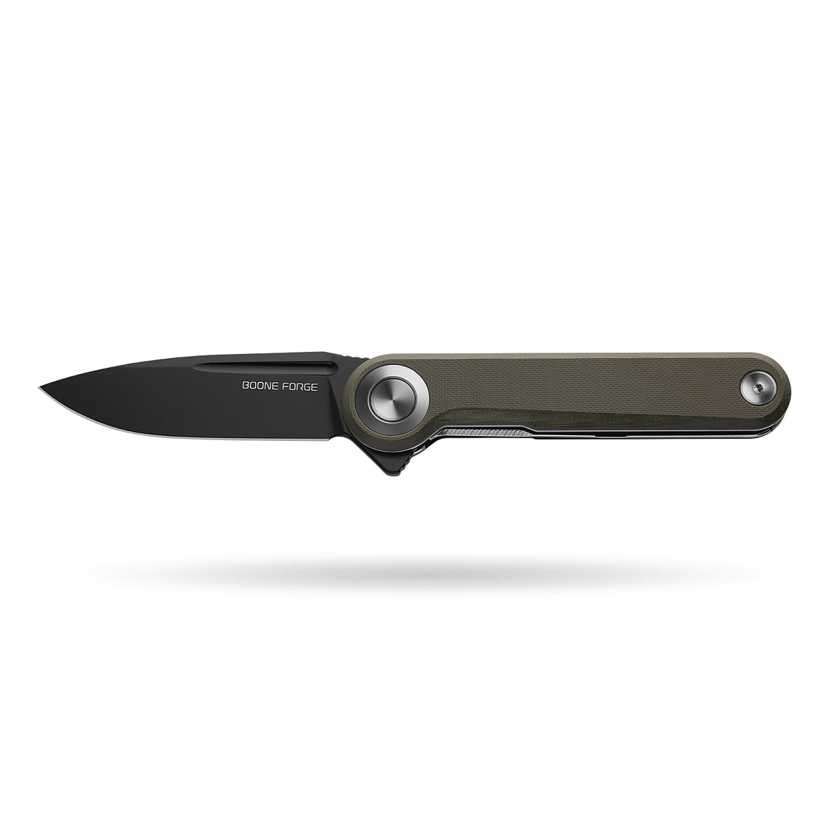 BOONEFORGE Ironjudge Premium EDC Flipper knife ( 3.39'' Black Titanium Plated 14C28N Blade & Army green G10 Handle ) - BF905
