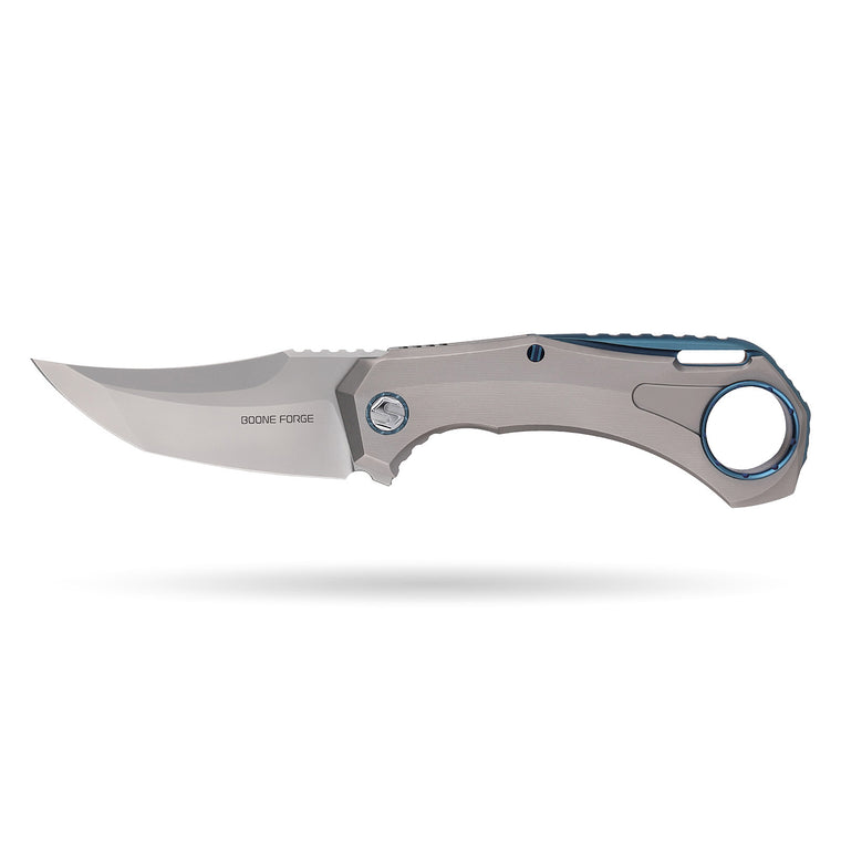 BOONEFORGE Stormwrath Premium EDC Flipper knife ( 3.49'' Bead Blasted M390 Blade & Grey TC4 Titanium Handle ) - BF071