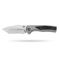 [PRE‑ORDER]BOONEFORGE Bloodfang Premium EDC Thumb stud knife ( 3.41" Bead Blasted M390 Blade & Grey TC4 Titanium/Carbon Fiber Handle) - BF007