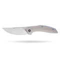 BOONEFORGE Titan Premium EDC Fliper & Thumb Stud knife ( 3.54'' Satin BÖHLER M390 Blade & Grey TC4 Titanium Handle ) - BF056