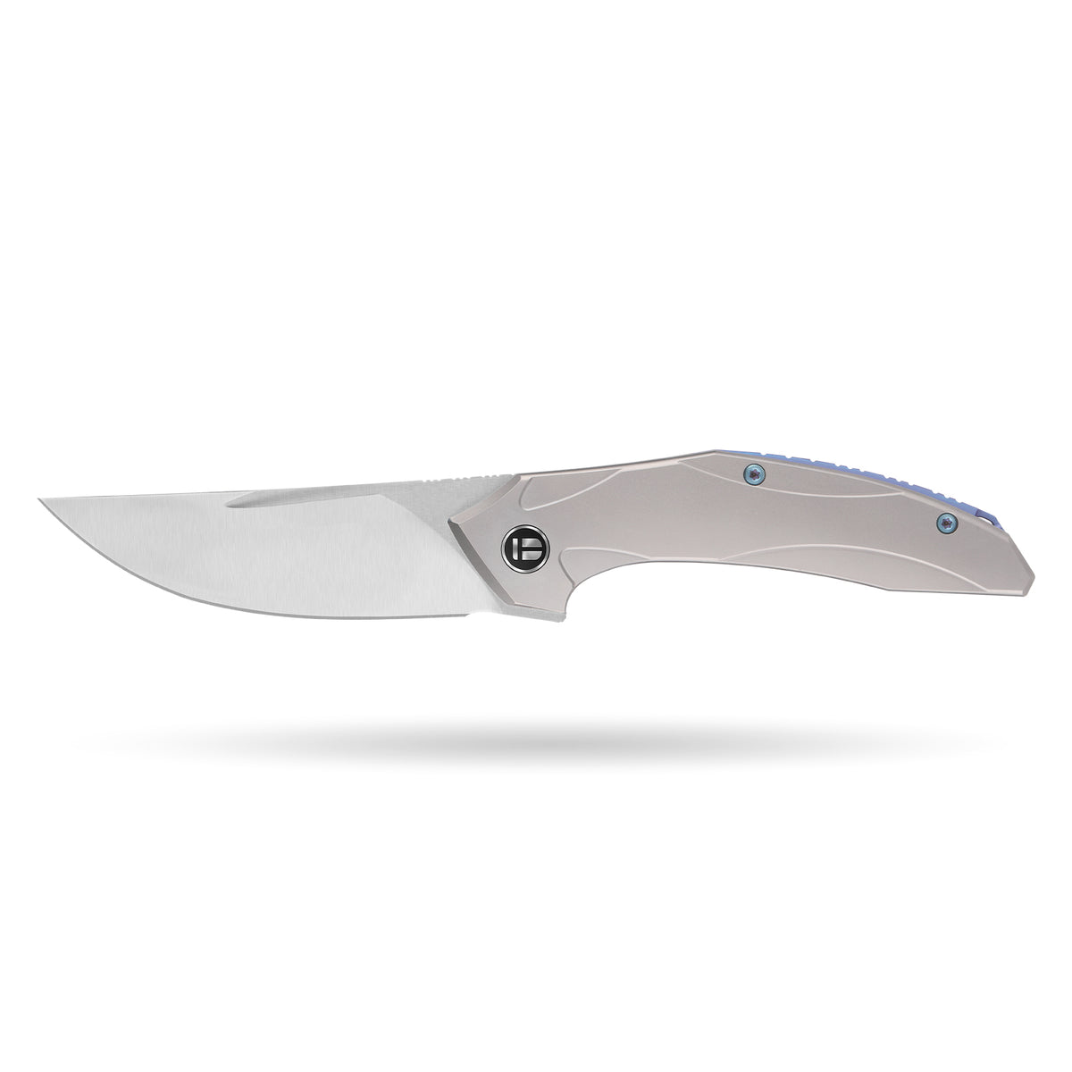 BOONEFORGE Titan Premium EDC Fliper & Thumb Stud knife ( 3.54'' Satin BÖHLER M390 Blade & Grey TC4 Titanium Handle ) - BF056