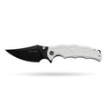 BOONEFORGE Ironstrider Premium EDC Fliper & Thumb Stud knife(3.81'' Black Titanium Plated 14C28N Blade & White G10 Handle ) - BF013A