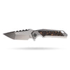 BOONEFORGE Hellfire Premium EDC Fliper & Thumb Stud knife( 3.7'' Satin BÖHLER M390 Blade & Grey TC4 Titanium/Carbon Fiber Handle ) - BF055