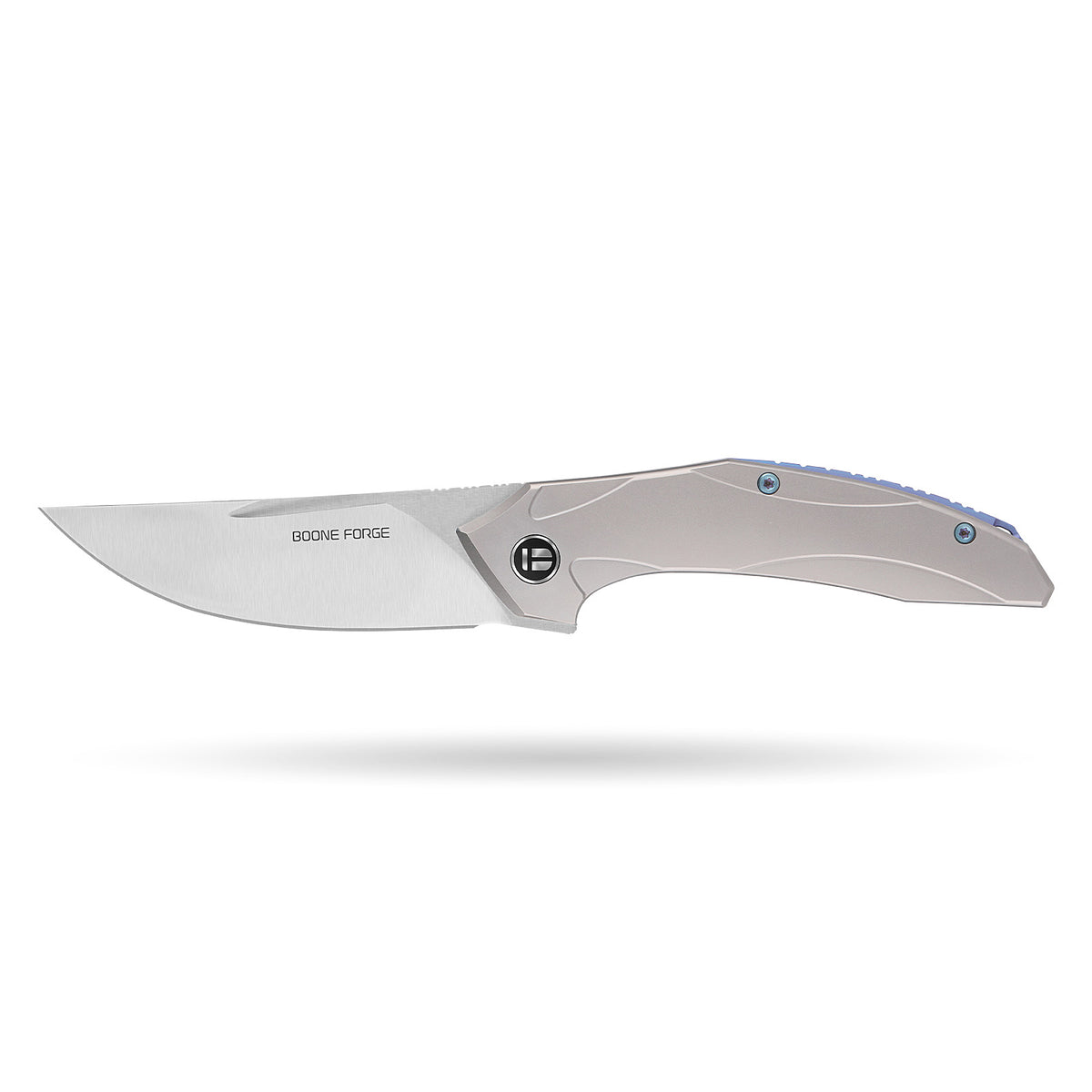 [PRE‑ORDER]BOONEFORGE Titan Premium EDC Fliper & Thumb Stud knife ( 3.54'' Satin M390 Blade & Grey TC4 Titanium Handle ) - BF056