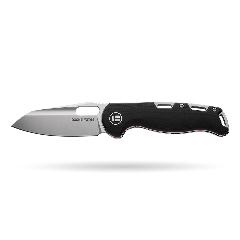 BOONEFORGE Warmark Premium EDC Manual thumb knife  ( 3.33'' Satin 14C28N Blade & Black G10 Handle) - BF009