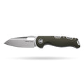 BOONEFORGE Warmark Premium EDC Manual thumb knife ( 3.33'' Satin 14C28N Blade & Army green G10 Handle) - BF009