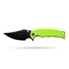 BOONEFORGE Ironstrider Premium EDC Fliper & Thumb Stud knife(3.81'' Black Titanium Plated 14C28N Blade & Fluorescent green G10 Handle ) - BF013A