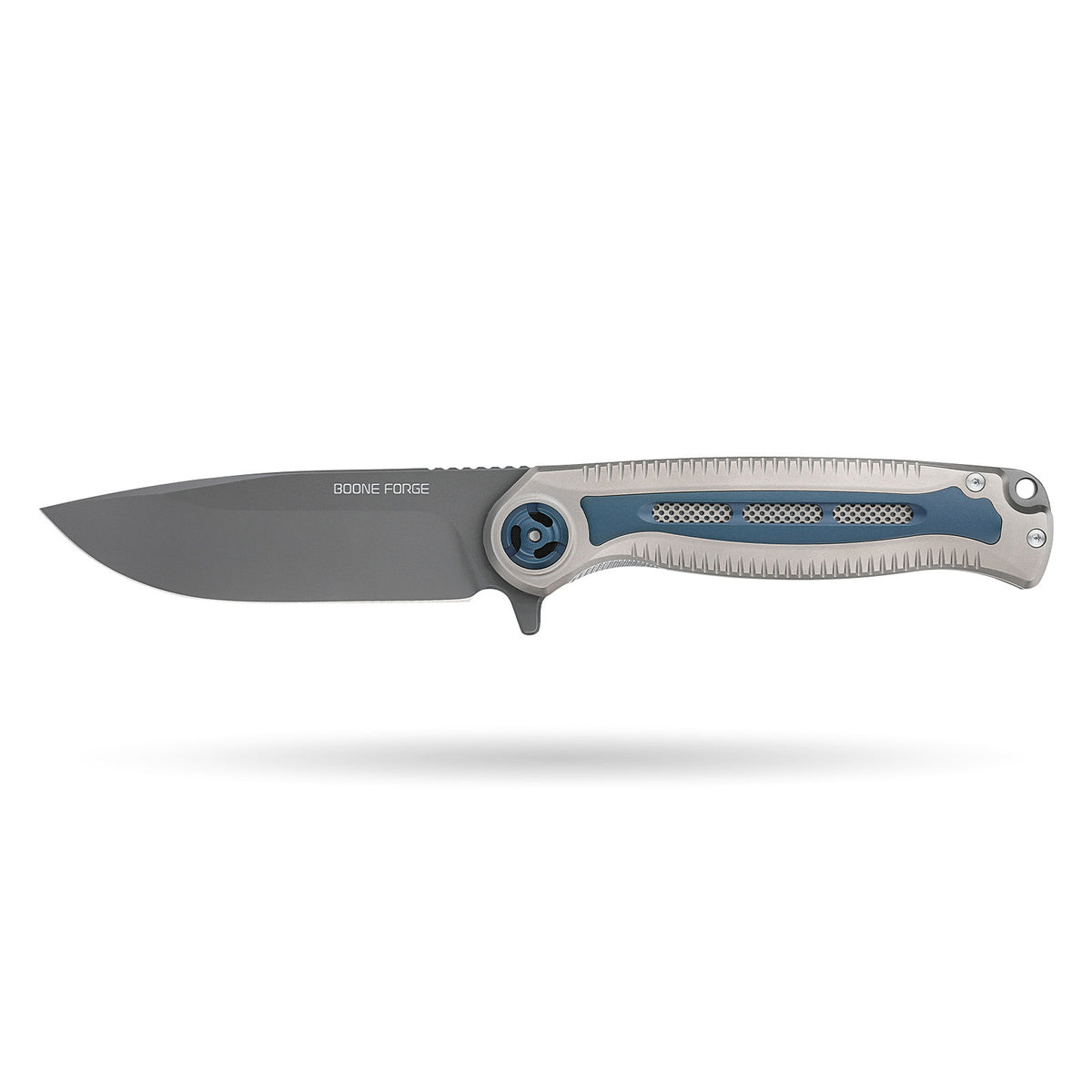 [PRE‑ORDER]BOONEFORGE Wildblade Premium EDC Flipper knife  ( 3.73'' Grey Titanium Plated M390 Blade & Grey TC4 Titanium Handle ) - BF050