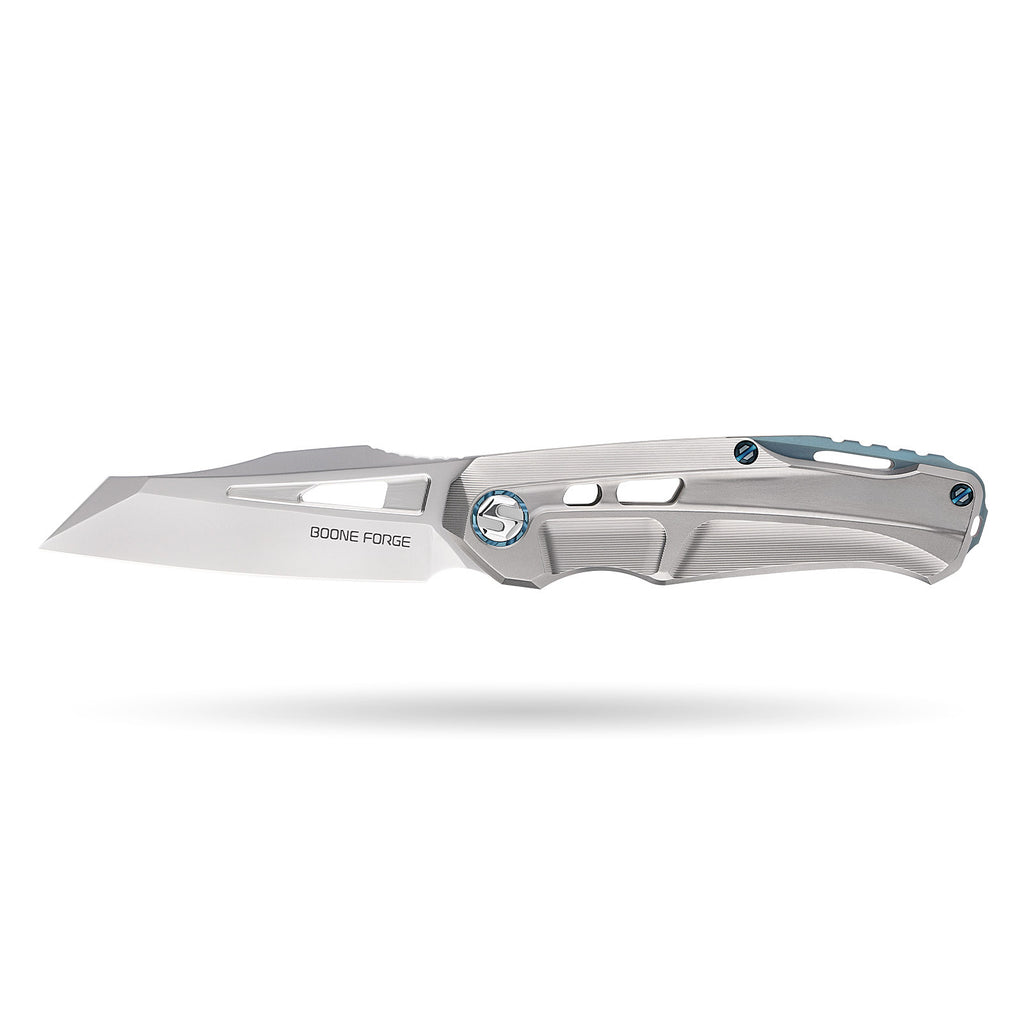 [PRE‑ORDER]BOONEFORGE Reaper Premium EDC Flipper knife  ( 3.43'' Bead Blasted M390 Blade & Grey TC4 Titanium Handle ) - BF070
