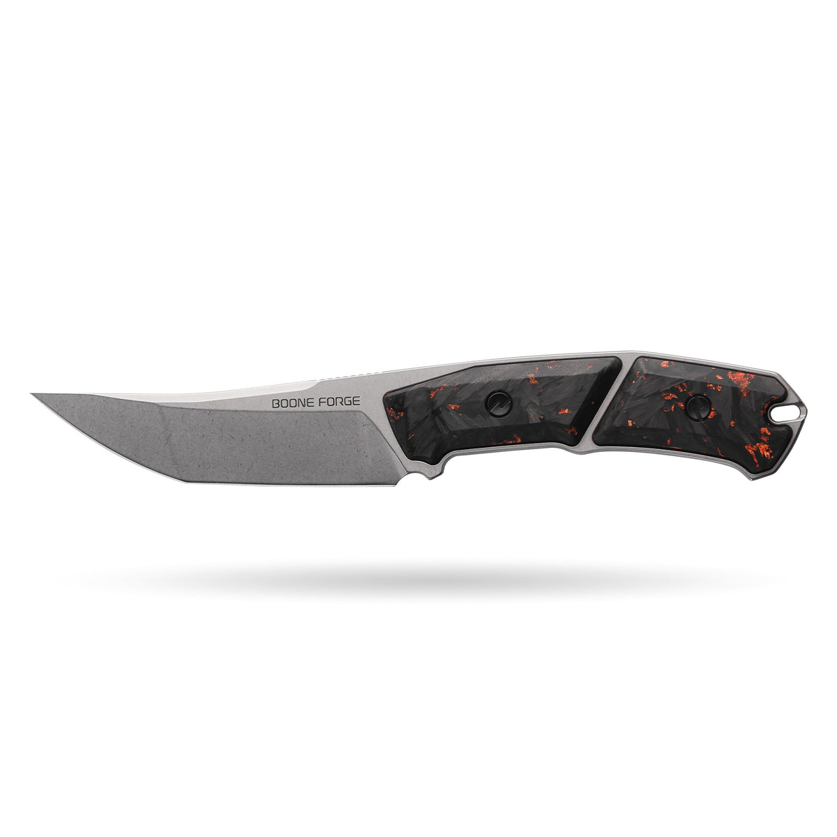 BOONEFORGE Edge Premium EDC Fixed blade knife ( 4.02'' Bead Blasted Stonewash 14C28N Blade & Golden Carbon Fiber Handle ) - FD050