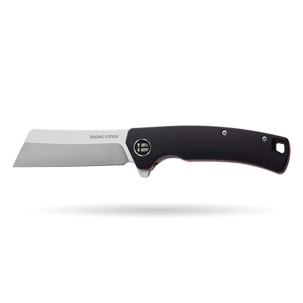 BOONEFORGE Breaker Premium EDC Flipper knife ( 3.34'' Satin 14C28N Blade & Black G10 Handle ) - BF903