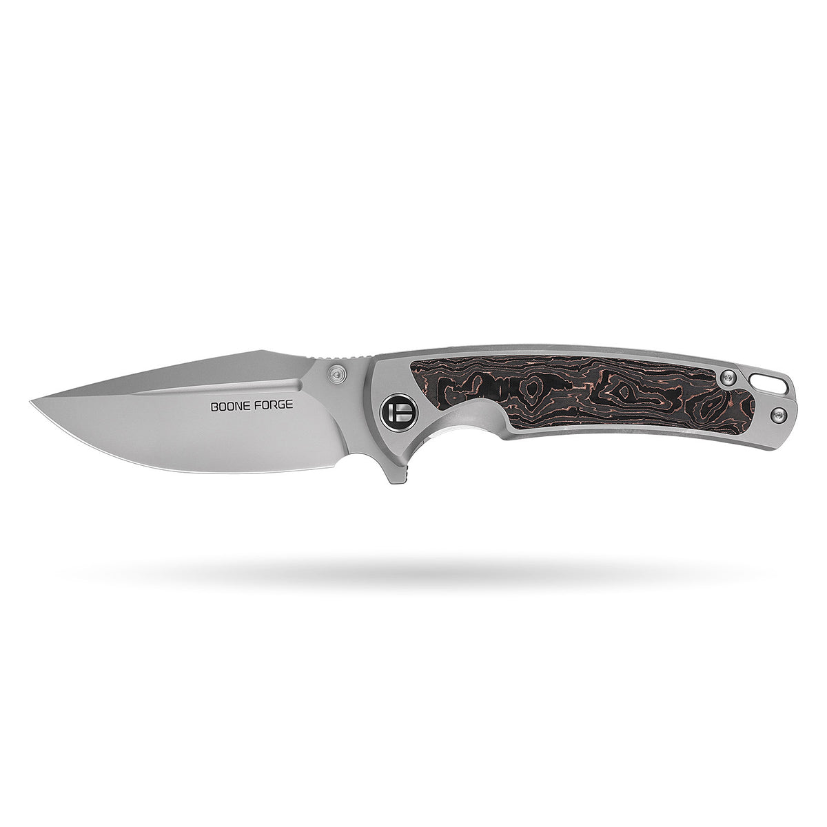 [PRE‑ORDER]BOONEFORGE Thunderstrike Premium EDC Fliper & Thumb Stud knife( 3.75'' Bead Blasted M390 Blade & Grey TC4 Titanium Handle ) - BF052