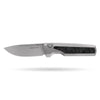 [PRE‑ORDER]BOONEFORGE Mountainfang Premium EDC Button lock & Thumb stud knife  ( 3.31" Bead Blasted M390 Blade & Grey TC4 Titanium/Carbon Fiber Handle) - BF004