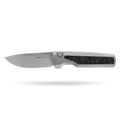 [PRE‑ORDER]BOONEFORGE Mountainfang Premium EDC Button lock & Thumb stud knife  ( 3.31" Bead Blasted M390 Blade & Grey TC4 Titanium/Carbon Fiber Handle) - BF004
