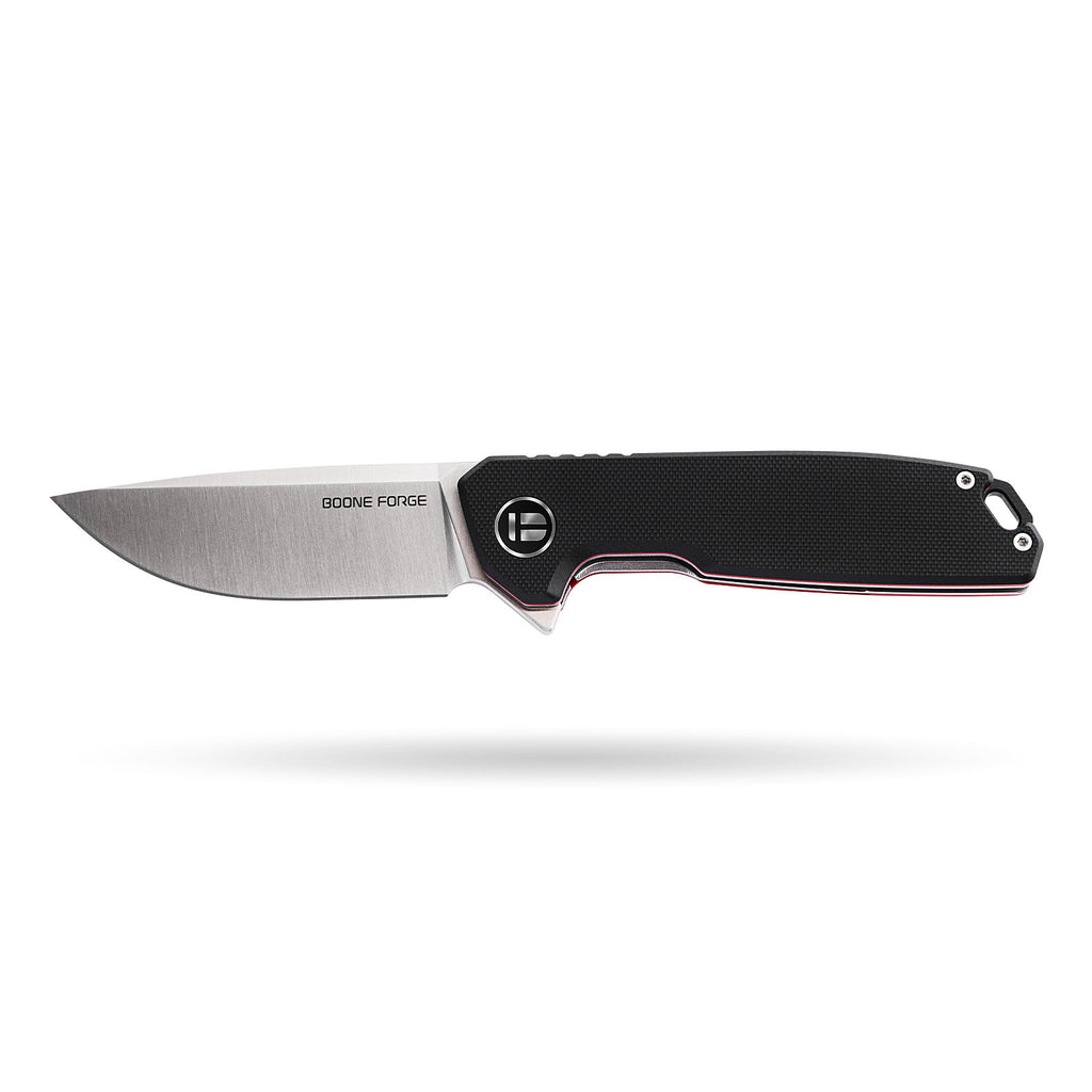BOONEFORGE Steelwrath Premium EDC Flipper knife  ( 3.23'' Satin 14C28N Blade & Black G10 Handle) - BF010