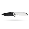 BOONEFORGE Nightvein Premium EDC Flipper knife (3.39'' Black Titanium Plated 14C28N Blade & White G10 Handle) - BF011