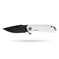 BOONEFORGE Nightvein Premium EDC Flipper knife (3.39'' Black Titanium Plated 14C28N Blade & White G10 Handle) - BF011