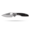 [PRE‑ORDER]BOONEFORGE Huntscar Premium EDC Button lock & Thumb hole knife ( 3.38'' Bead Blasted BÖHLER M390  Blade & Grey TC4 Titanium/Carbon Fiber Handle) - BF008