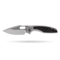 [PRE‑ORDER]BOONEFORGE Huntscar Premium EDC Button lock & Thumb hole knife ( 3.38'' Bead Blasted BÖHLER M390  Blade & Grey TC4 Titanium/Carbon Fiber Handle) - BF008