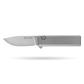 [PRE‑ORDER]BOONEFORGE Stalker Premium EDC Button lock & Flipper knife  ( 3.2" Bead Blasted M390  Blade & Grey TC4 Titanium Handle) - BF003
