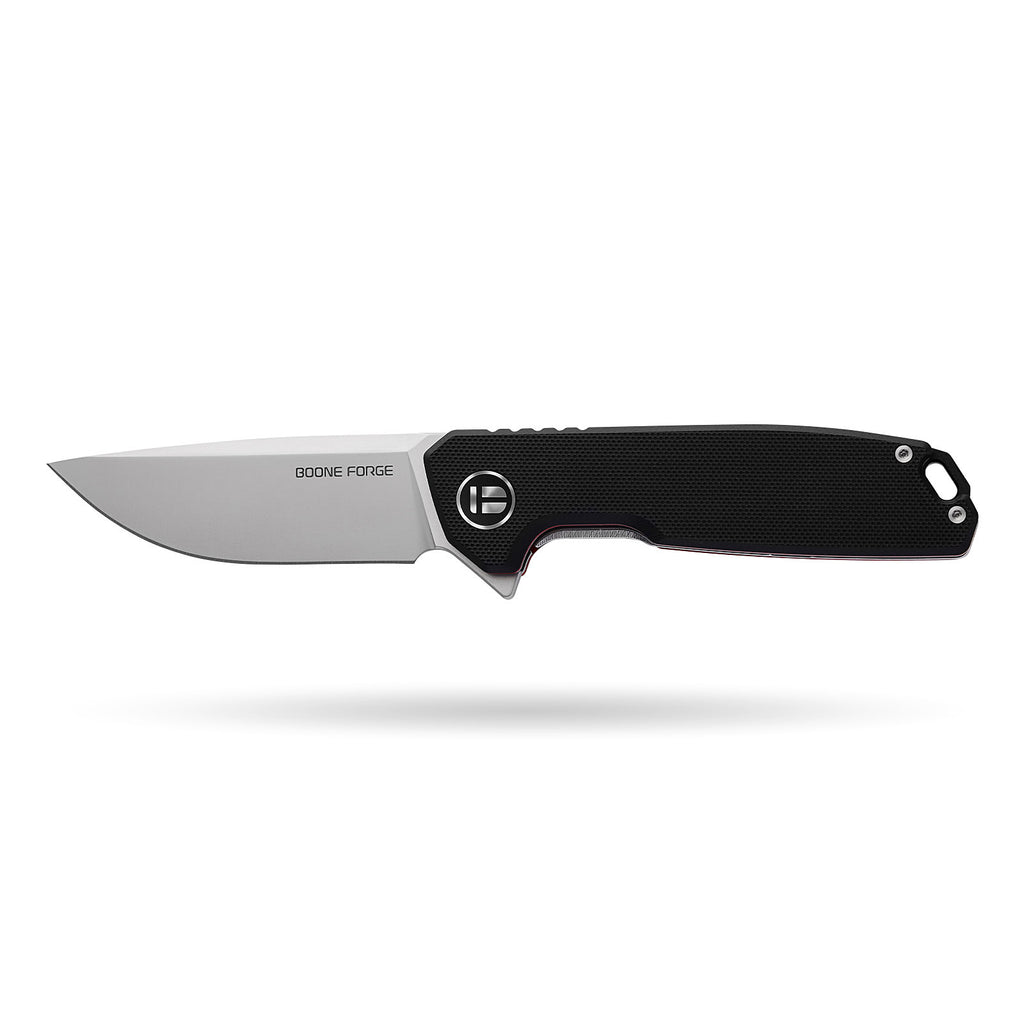 BOONEFORGE Steelwrath Premium EDC Flipper knife ( 3.23'' Bead Blasted 14C28N Blade & Black G10 Handle) - BF010