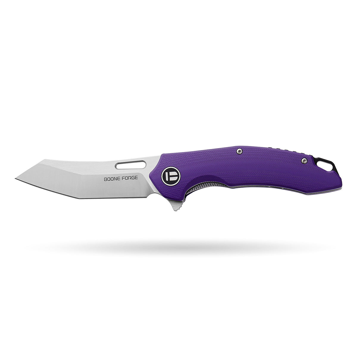 BOONEFORGE Sentinel Premium EDC Flipper & Thumb hole knife ( 3.34'' Satin 14C28N Blade & Purple G10 Handle ) - BF904