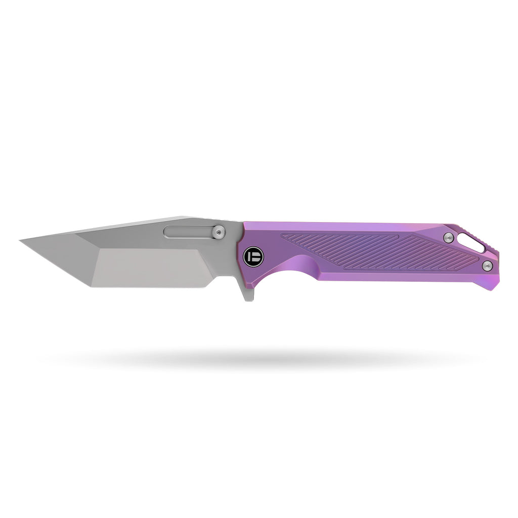 BOONEFORGE Razorclaw Premium EDC Fliper & Thumb Stud knife(4.14'' Bead Blasted BÖHLER M390 Blade & Purple TC4 Titanium ) - BF014