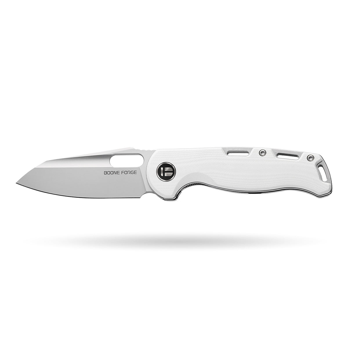 BOONEFORGE Warmark Premium EDC Manual thumb knife ( 3.33'' Bead Blasted 14C28N Blade & White G10 Handle) - BF009