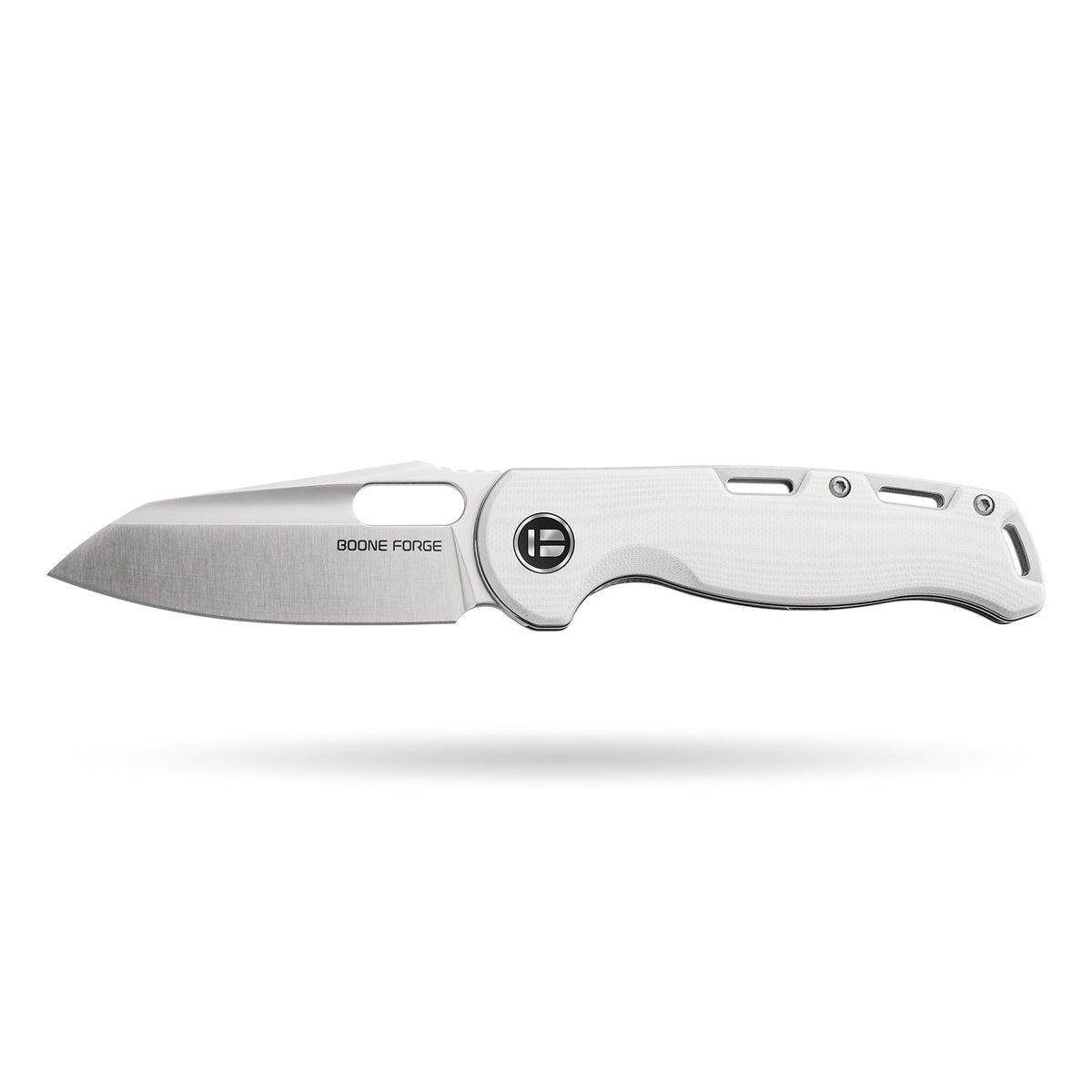 BOONEFORGE Warmark Premium EDC Manual thumb knife ( 3.33'' Satin 14C28N Blade & White G10 Handle) - BF009