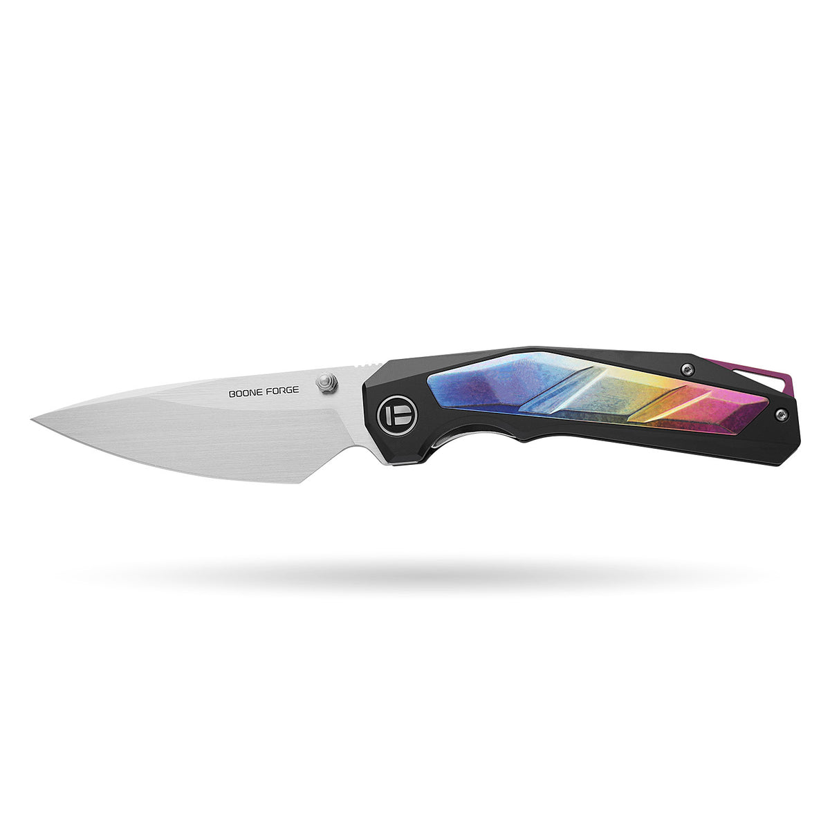 [PRE‑ORDER]BOONEFORGE Wraith Premium EDC Thumb stud knife( 3.93'' Brushed Satin M390 Blade & Black TC4 Titanium Handle ) - BF062