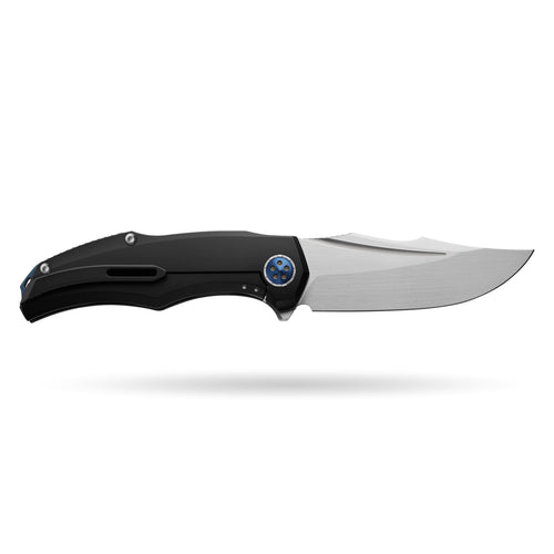 BOONEFORGE Doomsday Premium EDC Flipper knife  ( 3.89'' Brushed Satin M390 Blade & Black TC4 Titanium Handle ) - BF069