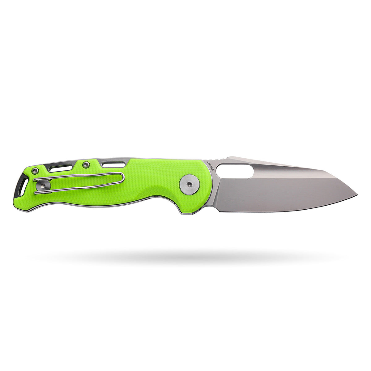 BOONEFORGE Warmark Premium EDC Manual thumb knife ( 3.33'' Bead Blasted 14C28N Blade & Fluorescent green G10 Handle) - BF009