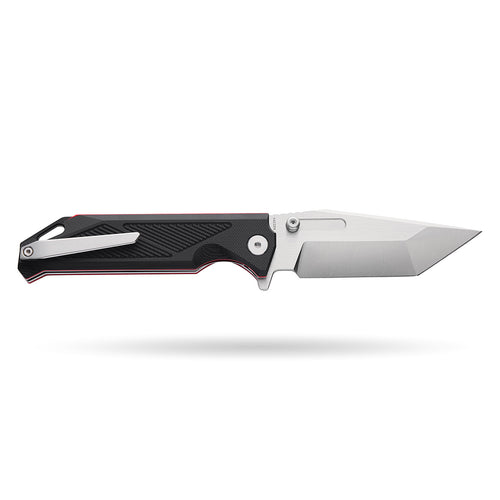 BOONEFORGE Blackshield Premium EDC Fliper & Thumb Stud knife ( 3.94'' Satin 14C28N Blade & Black G10 Handle ) - BF014A