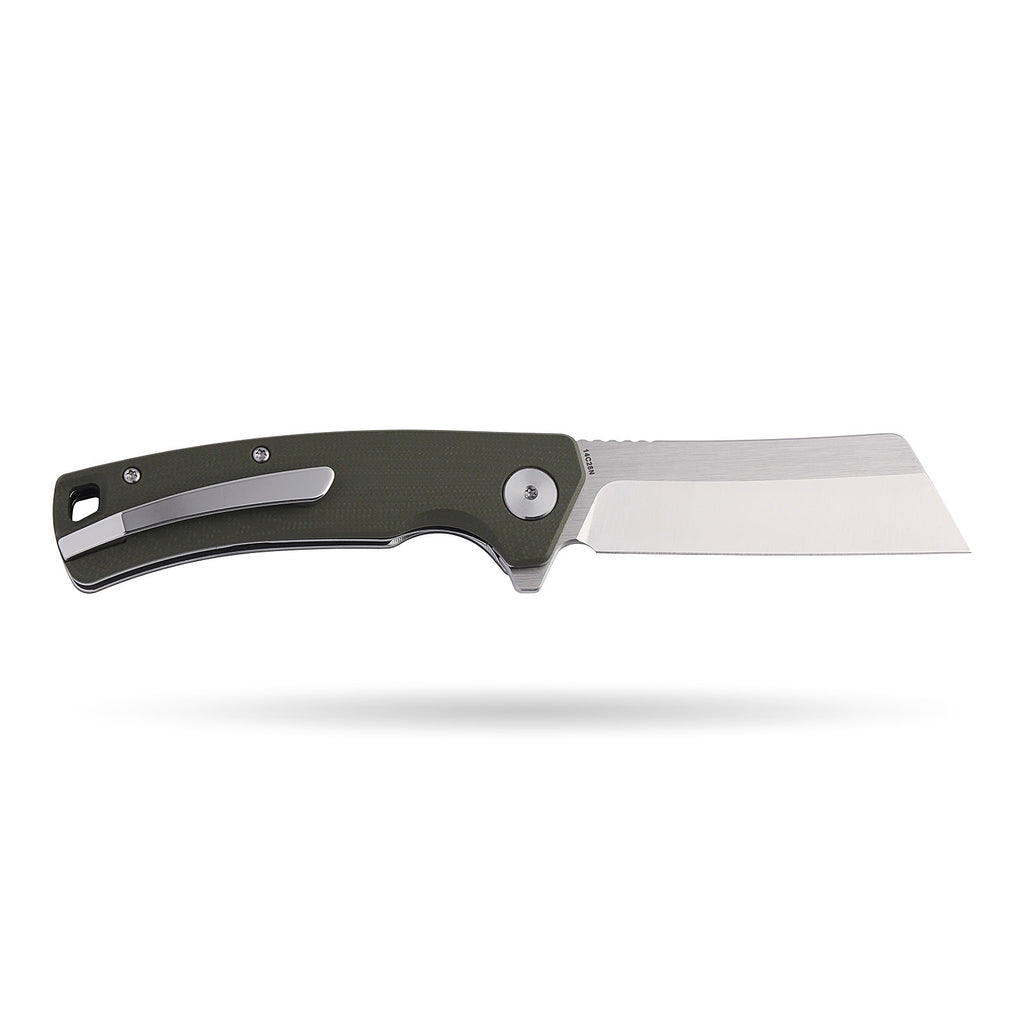 BOONEFORGE Breaker Premium EDC Flipper knife ( 3.34'' Satin 14C28N Blade & Army green G10 Handle ) - BF903