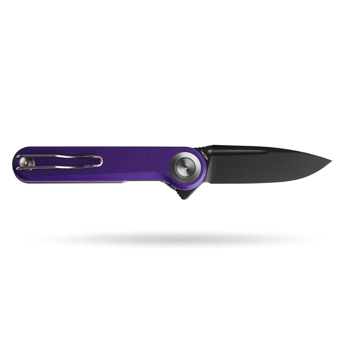 BOONEFORGE Ironjudge Premium EDC Flipper knife ( 3.39'' Black Titanium Plated 14C28N Blade & Purple G10 Handle ) - BF905