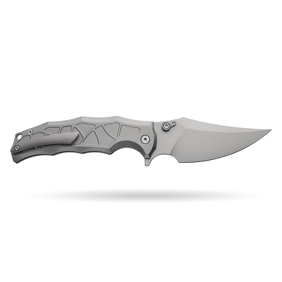 [PRE‑ORDER]BOONEFORGE Frostspine Premium EDC Fliper & Thumb Stud knife(4.06'' Bead Blasted M390  Blade & Grey TC4 Titanium Handle ) - BF013