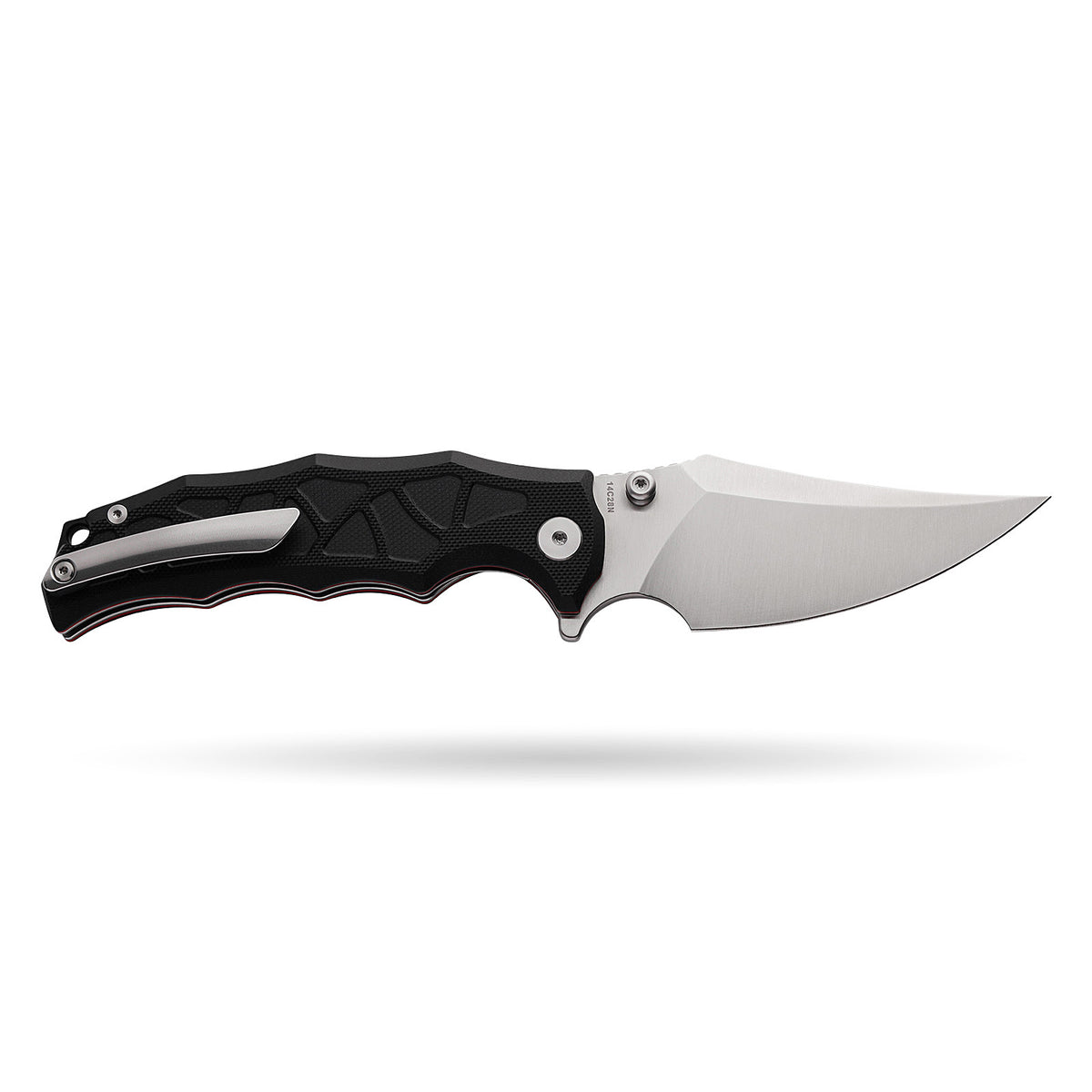 BOONEFORGE Ironstrider Premium EDC Fliper & Thumb Stud knife(3.81'' Satin 14C28N Blade & Black G10 Handle ) - BF013A