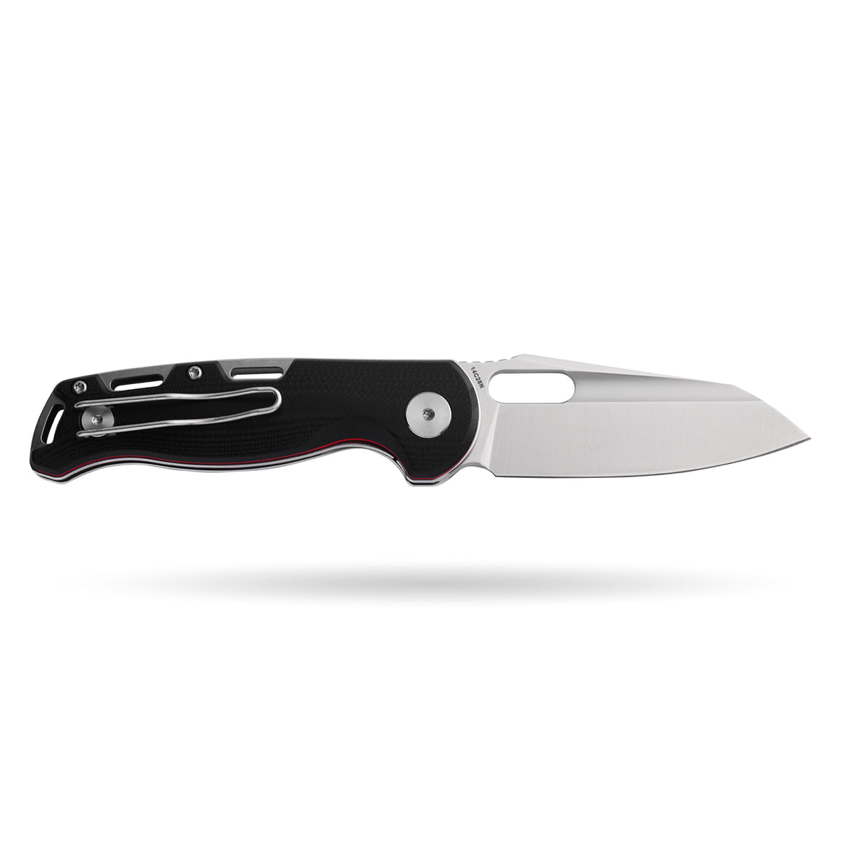 BOONEFORGE Warmark Premium EDC Manual thumb knife  ( 3.33'' Satin 14C28N Blade & Black G10 Handle) - BF009
