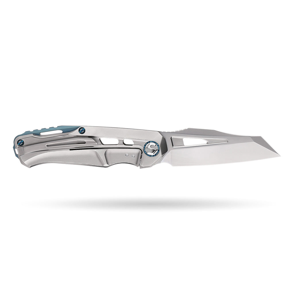 [PRE‑ORDER]BOONEFORGE Reaper Premium EDC Flipper knife  ( 3.43'' Bead Blasted M390 Blade & Grey TC4 Titanium Handle ) - BF070